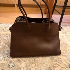 The Row Margaux 15 Bag - Dark Brown Smooth Saddle Leather